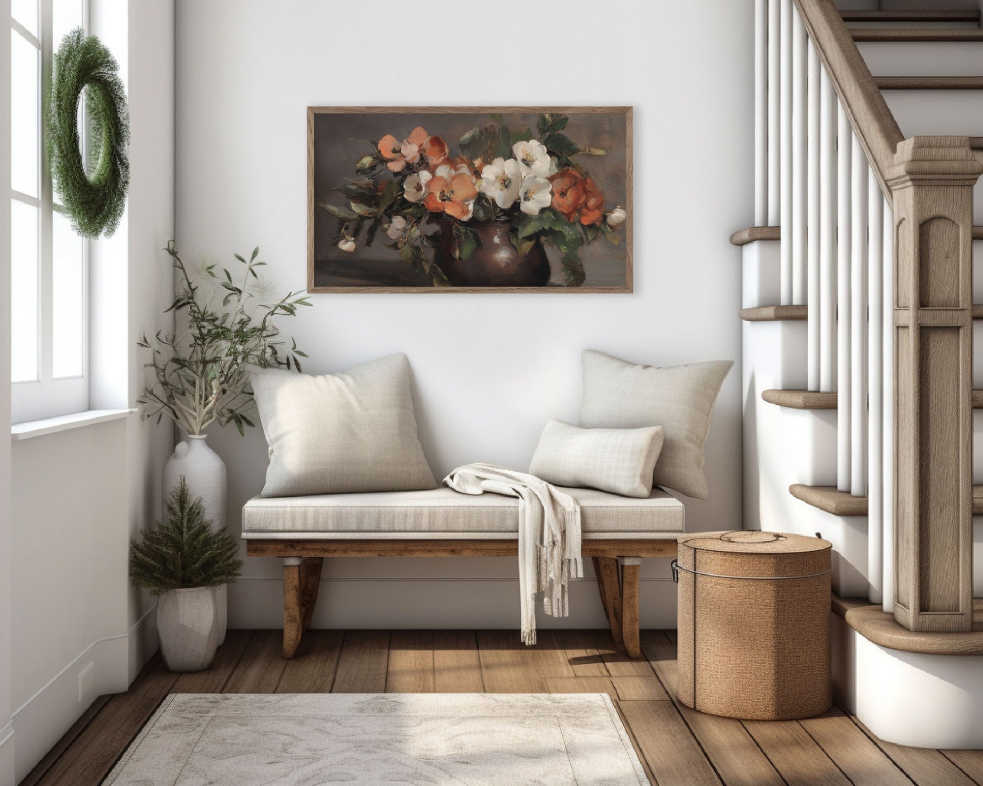 Rustic Moody Flowers Still Life Frame TV Art