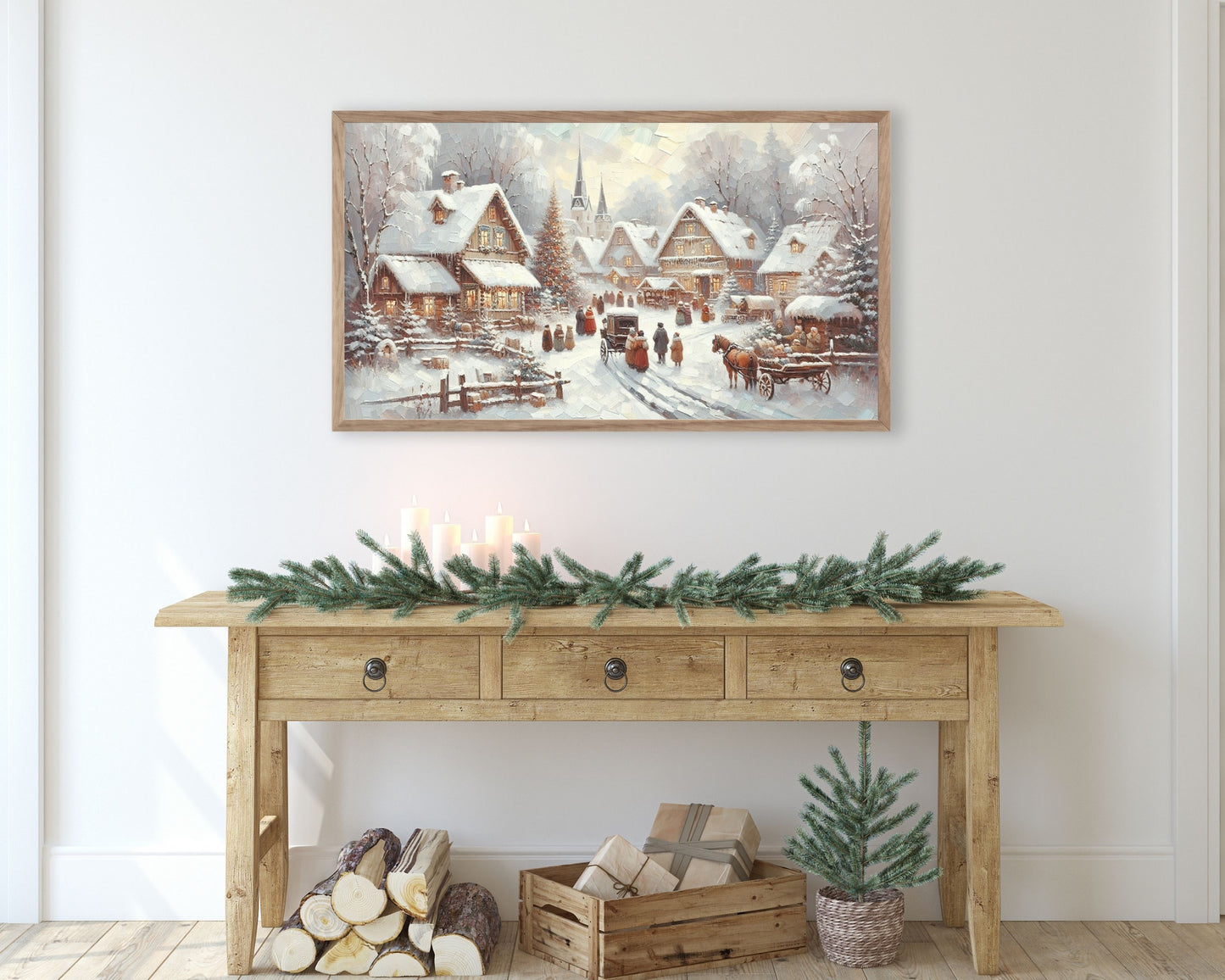 Christmas Village in Winter Frame TV Art