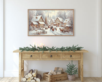 Christmas Village in Winter Frame TV Art