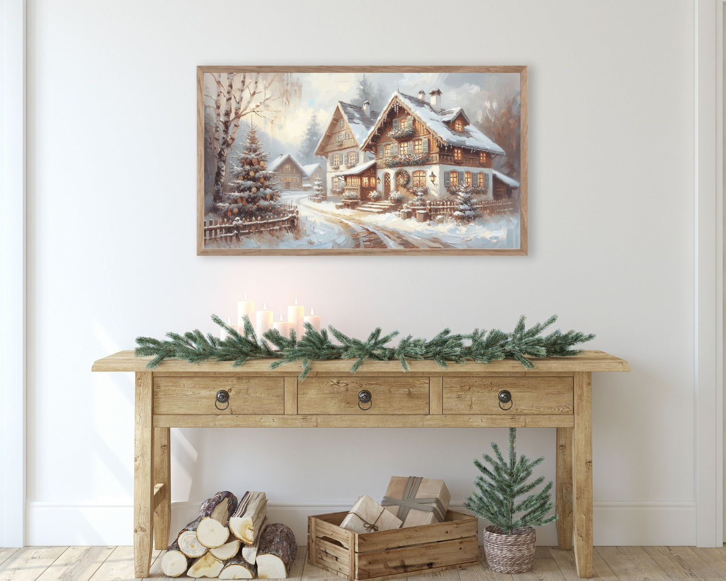 Bavarian Christmas Houses Frame TV Art