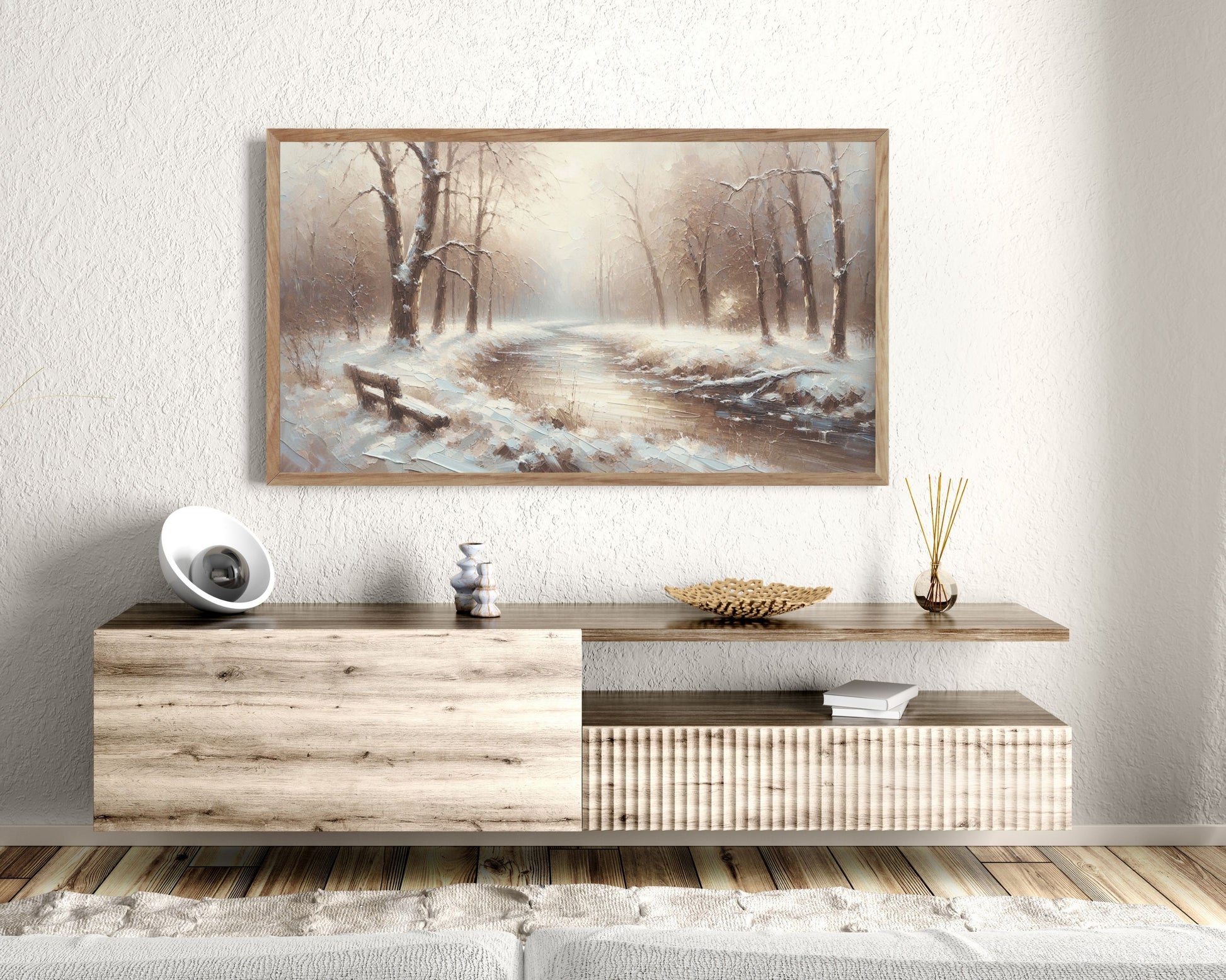 Winter Stream Landscape Frame TV Art