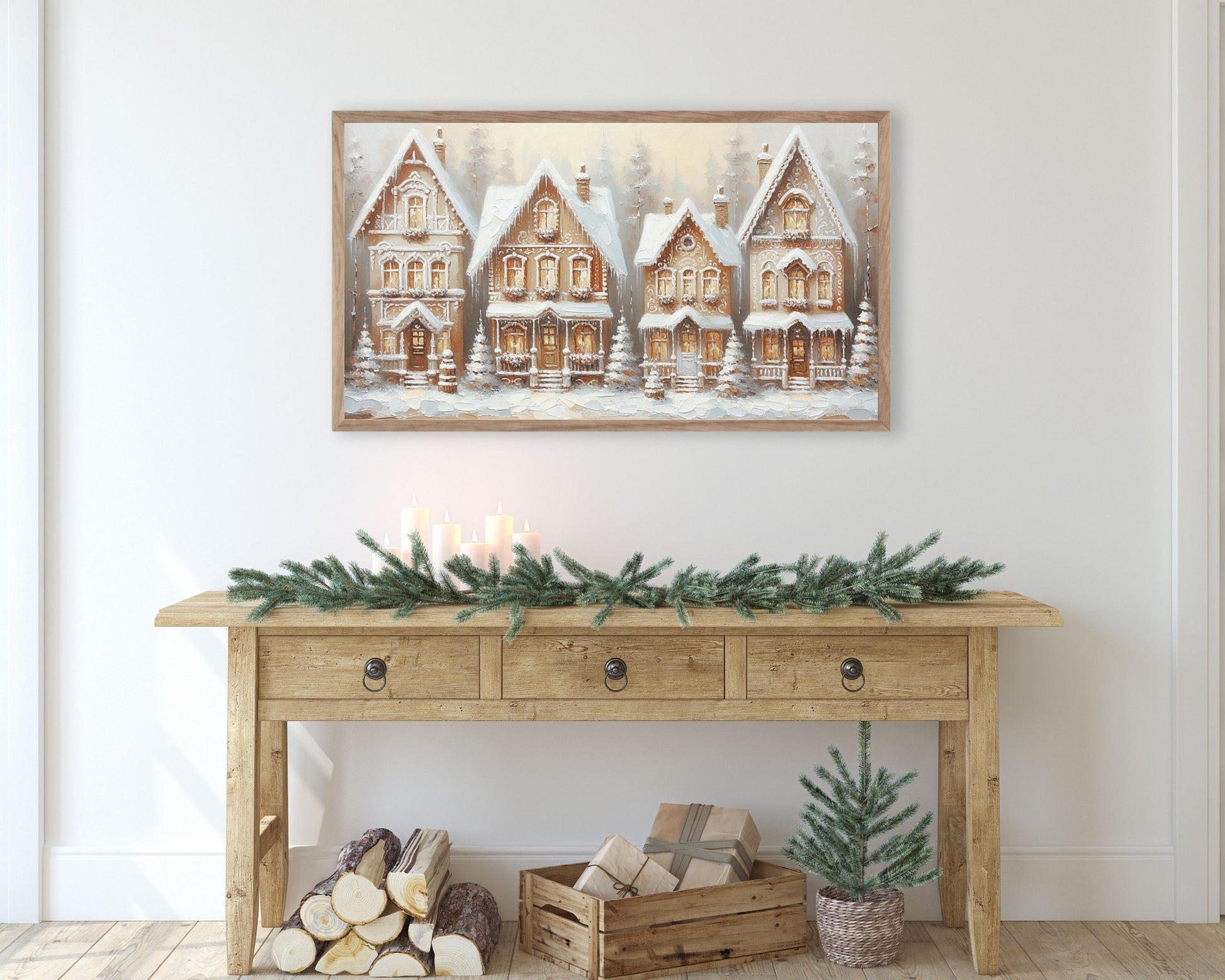 Gingerbread Houses Christmas Frame TV Art