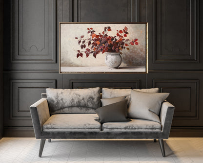 Fall Botanicals Burgundy Leaves Frame TV Art