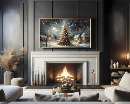 Christmas Tree under Starry Sky Frame TV Art