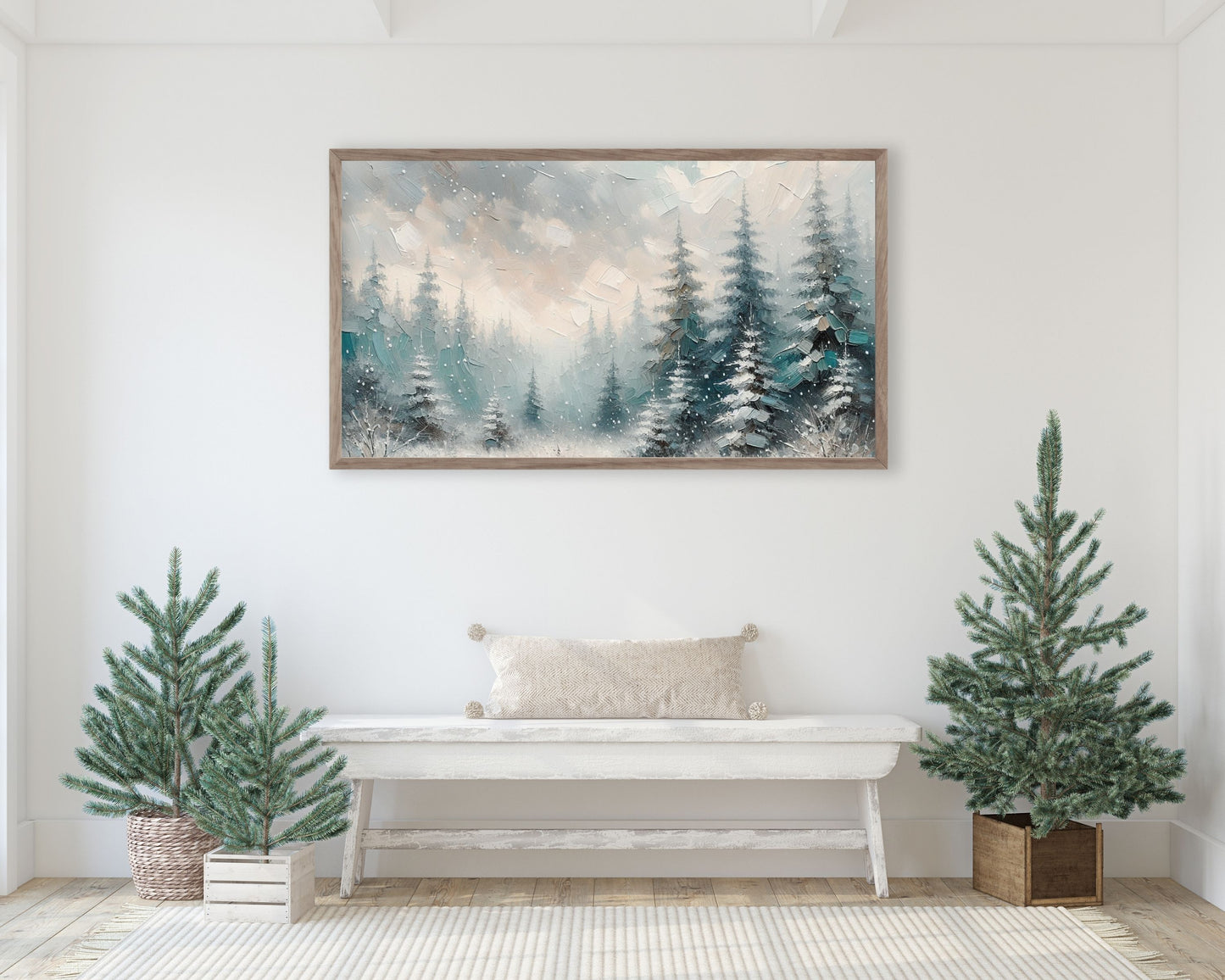 Snow Falling in Forest Christmas Frame TV Art