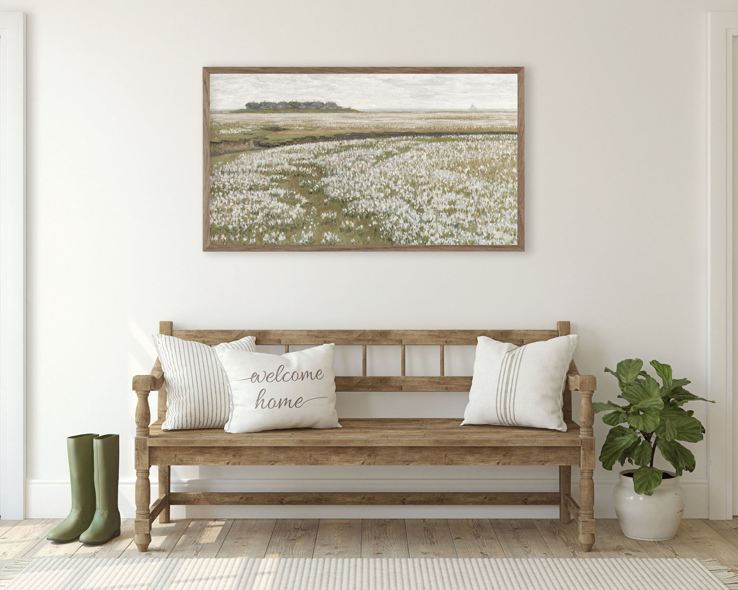 Spring Wildflower Field White Flowers Frame TV Art