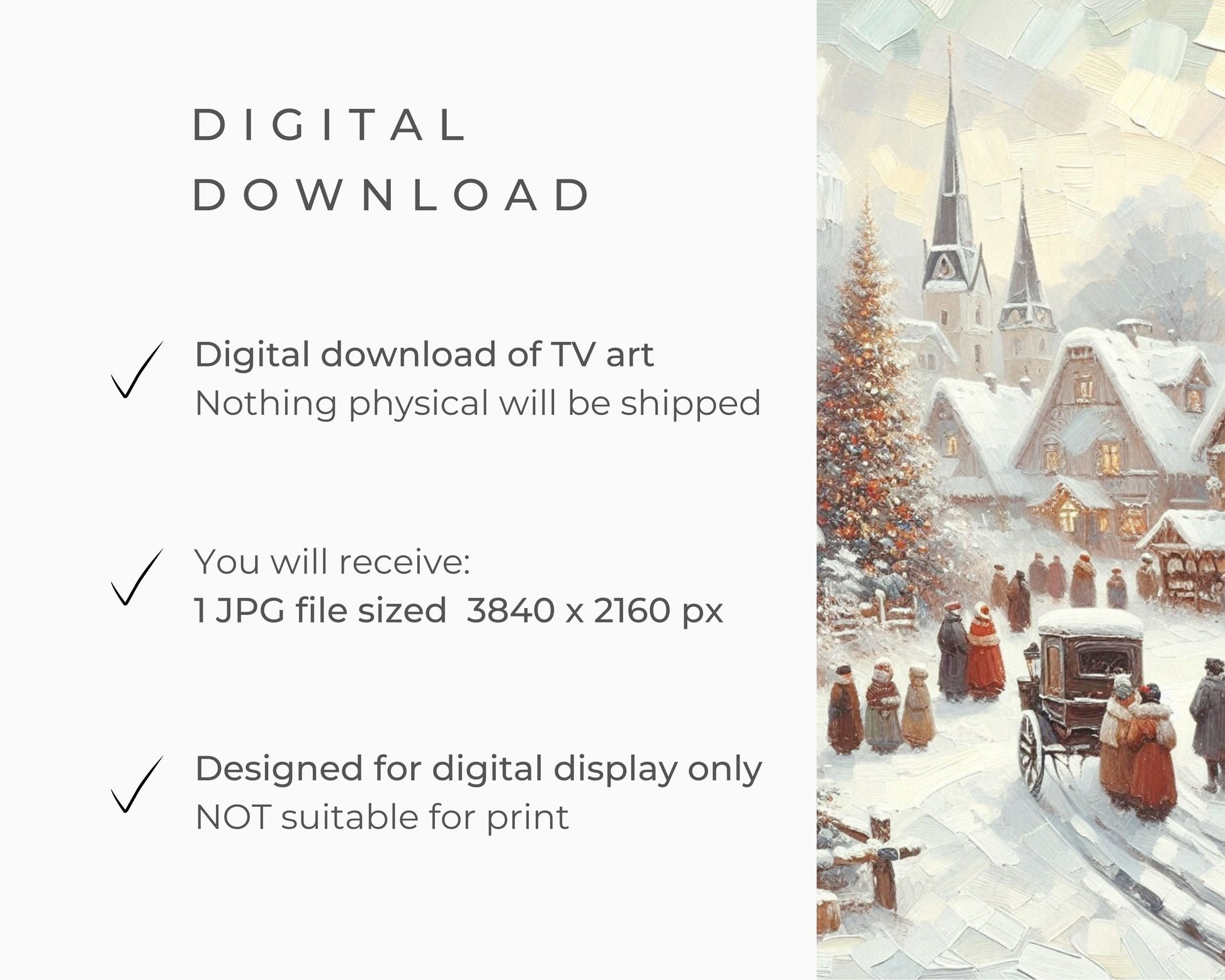 Christmas Village in Winter Frame TV Art