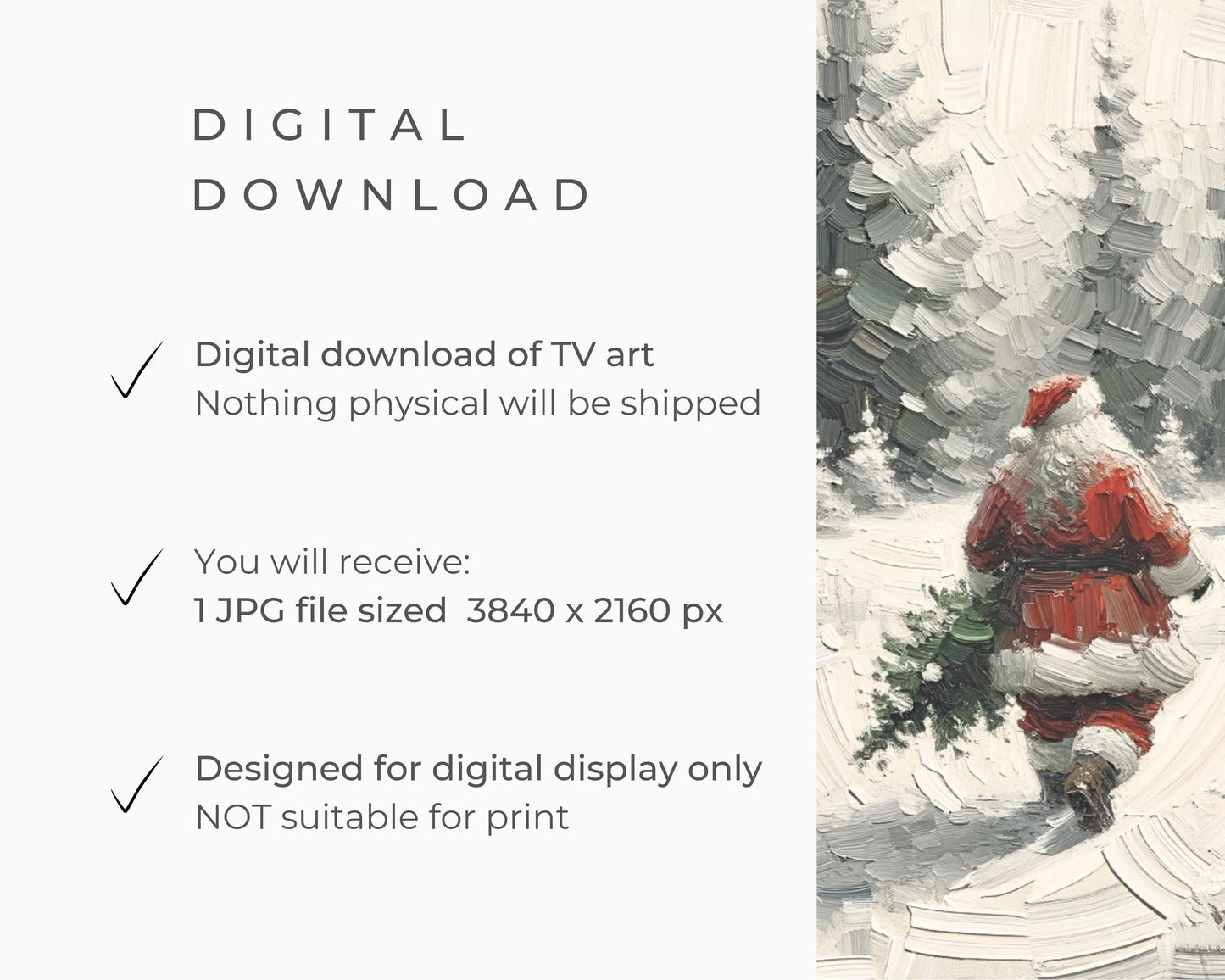 Santa Claus with Pine Tree Christmas Frame TV Art