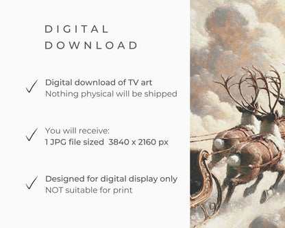 Santa and Reindeer Flying Sleigh Frame TV Art