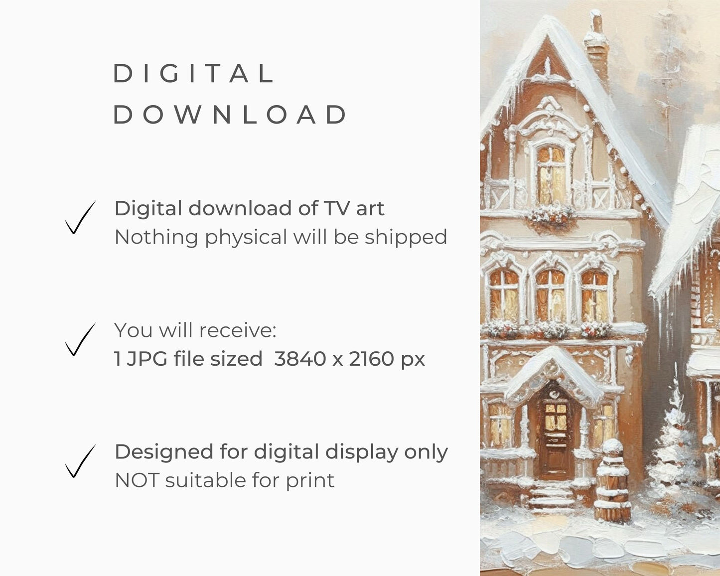 Gingerbread Houses Christmas Frame TV Art