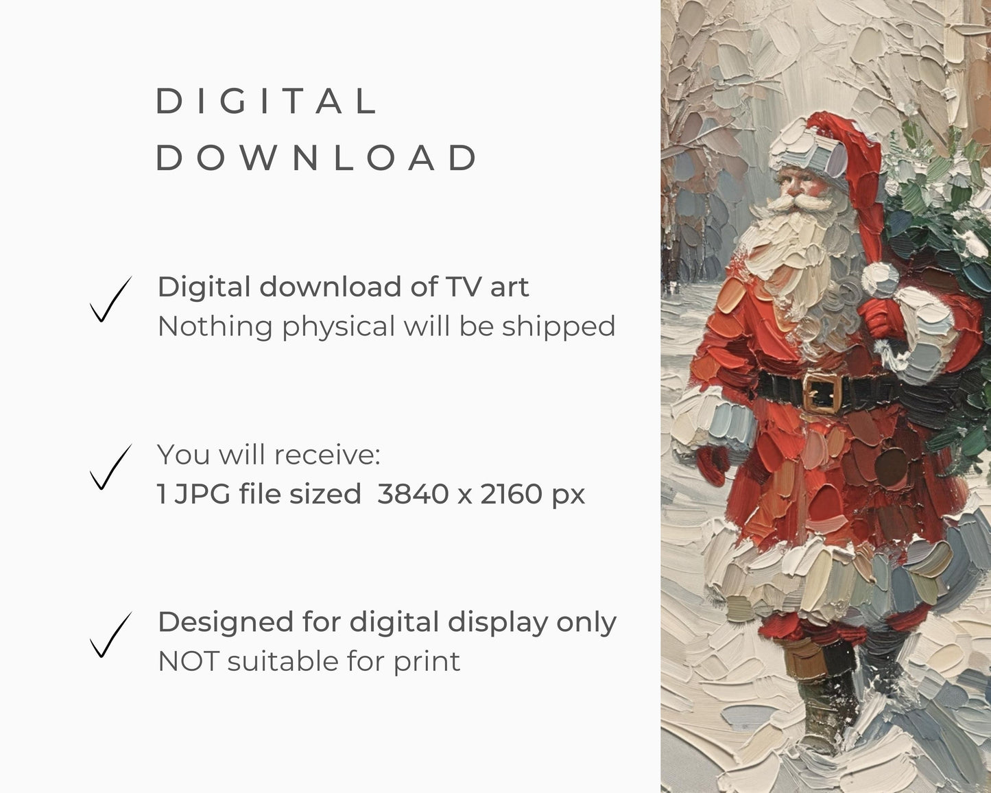 Christmas Santa Claus With Pine Tree Frame TV Art