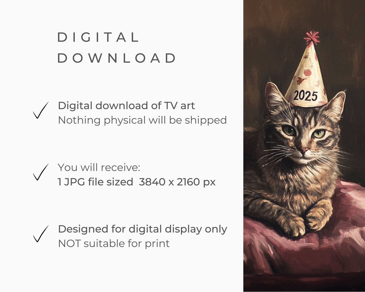 Happy New Years 2025 for Cat Lover Frame TV Art