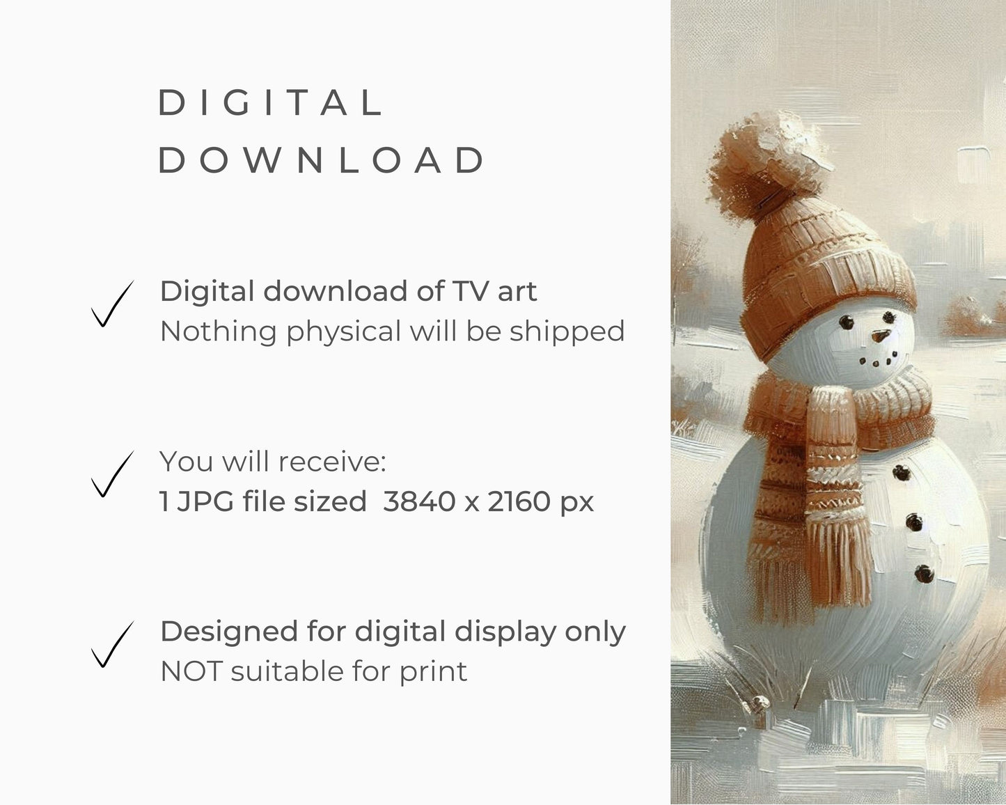 Snowman in Winter Landscape Christmas Frame TV Art