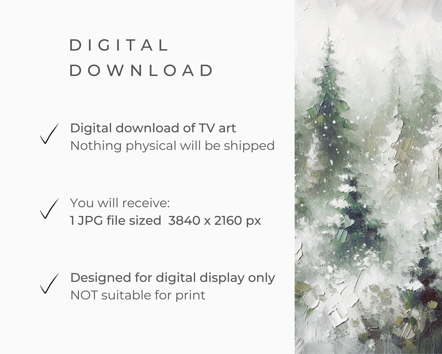 Forest Snowfall Winter Landscape Frame TV Art