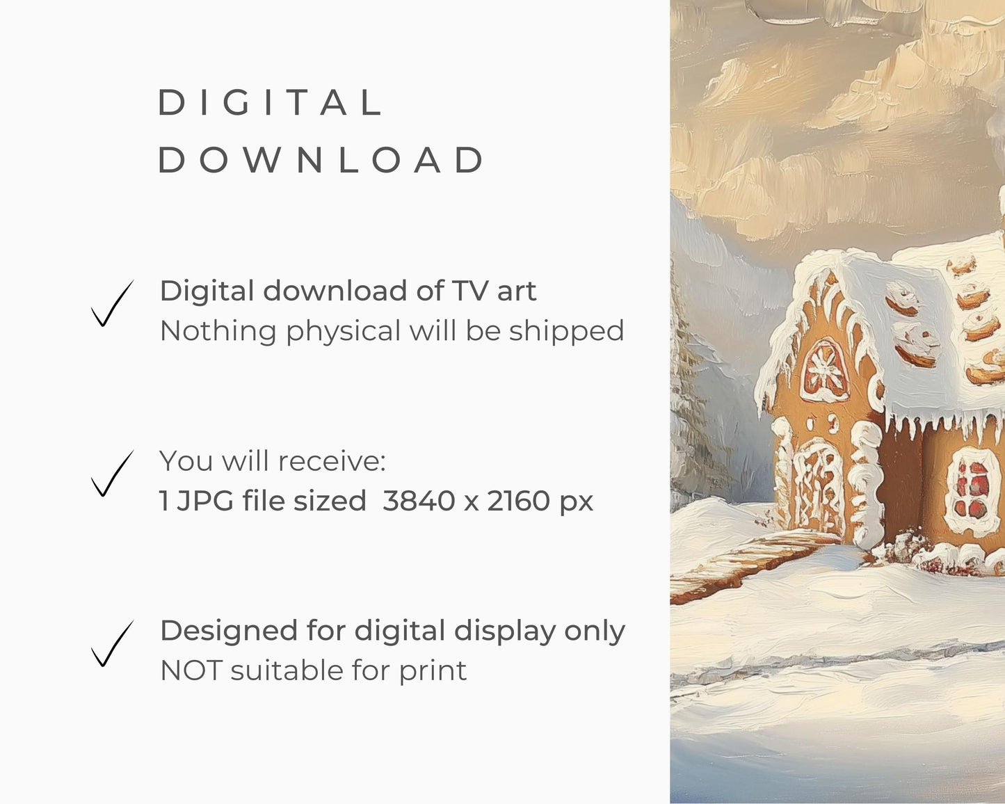 Cute Gingerbread House Frame TV Art