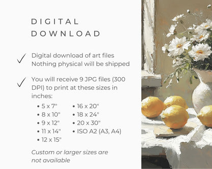 Lemons and Daisies Printable Wall Art