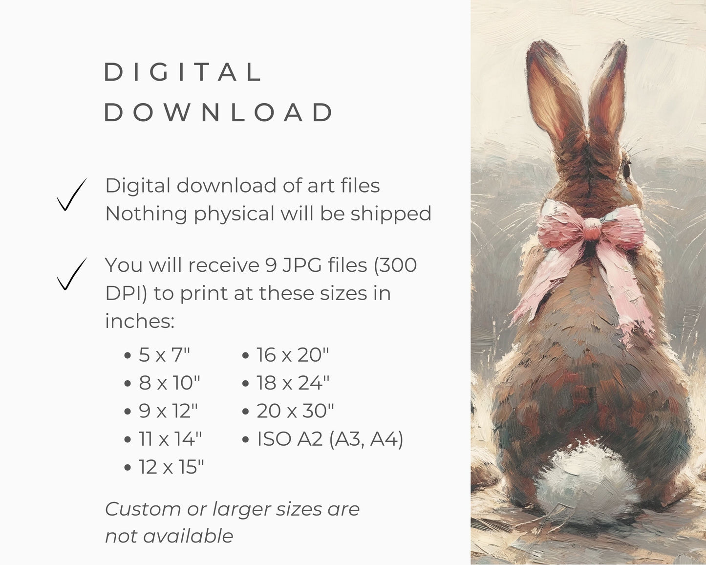 Bunnies with Pink Bows Printable Wall Art