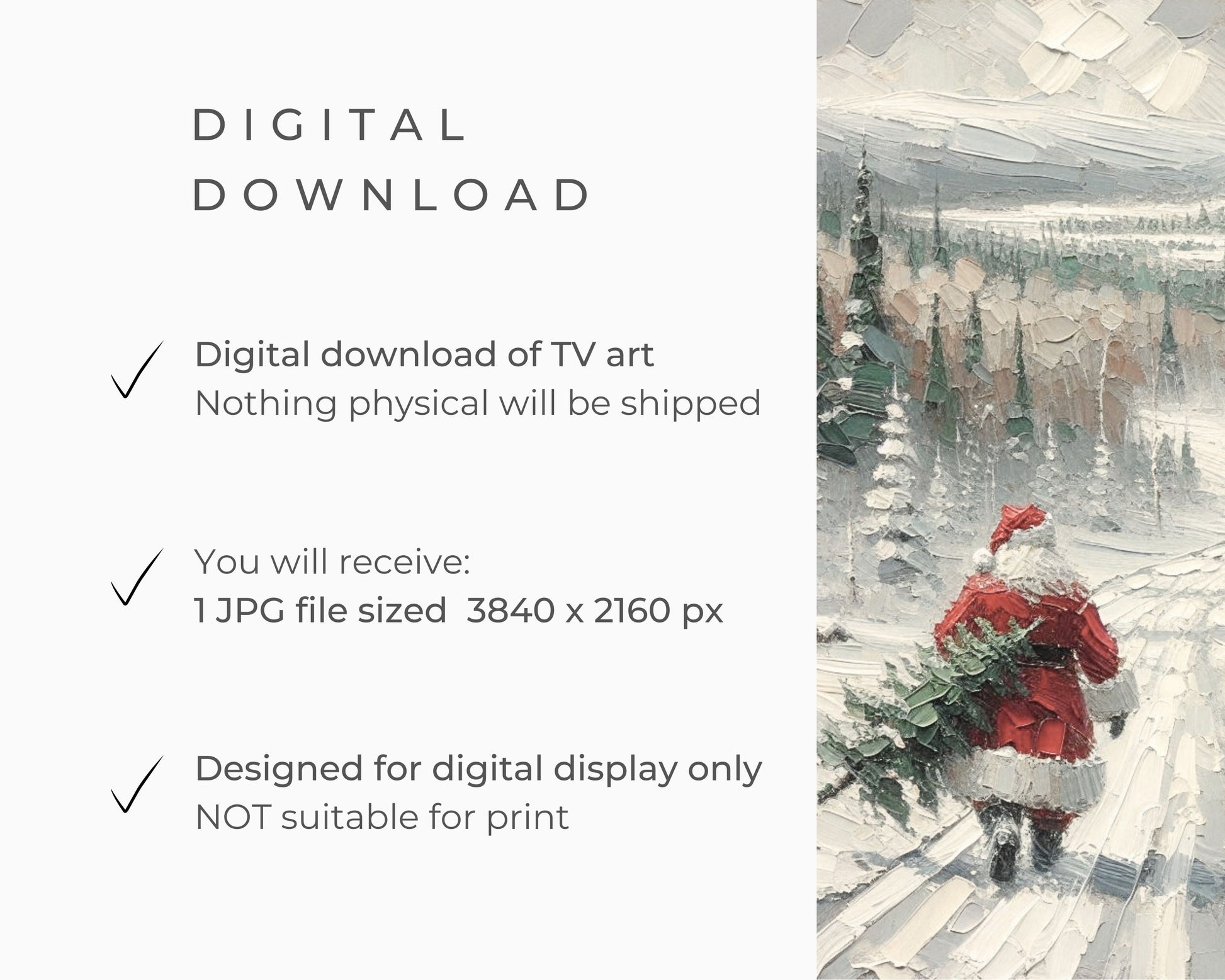 Santa Claus in Winter Landscape Christmas Frame TV Art