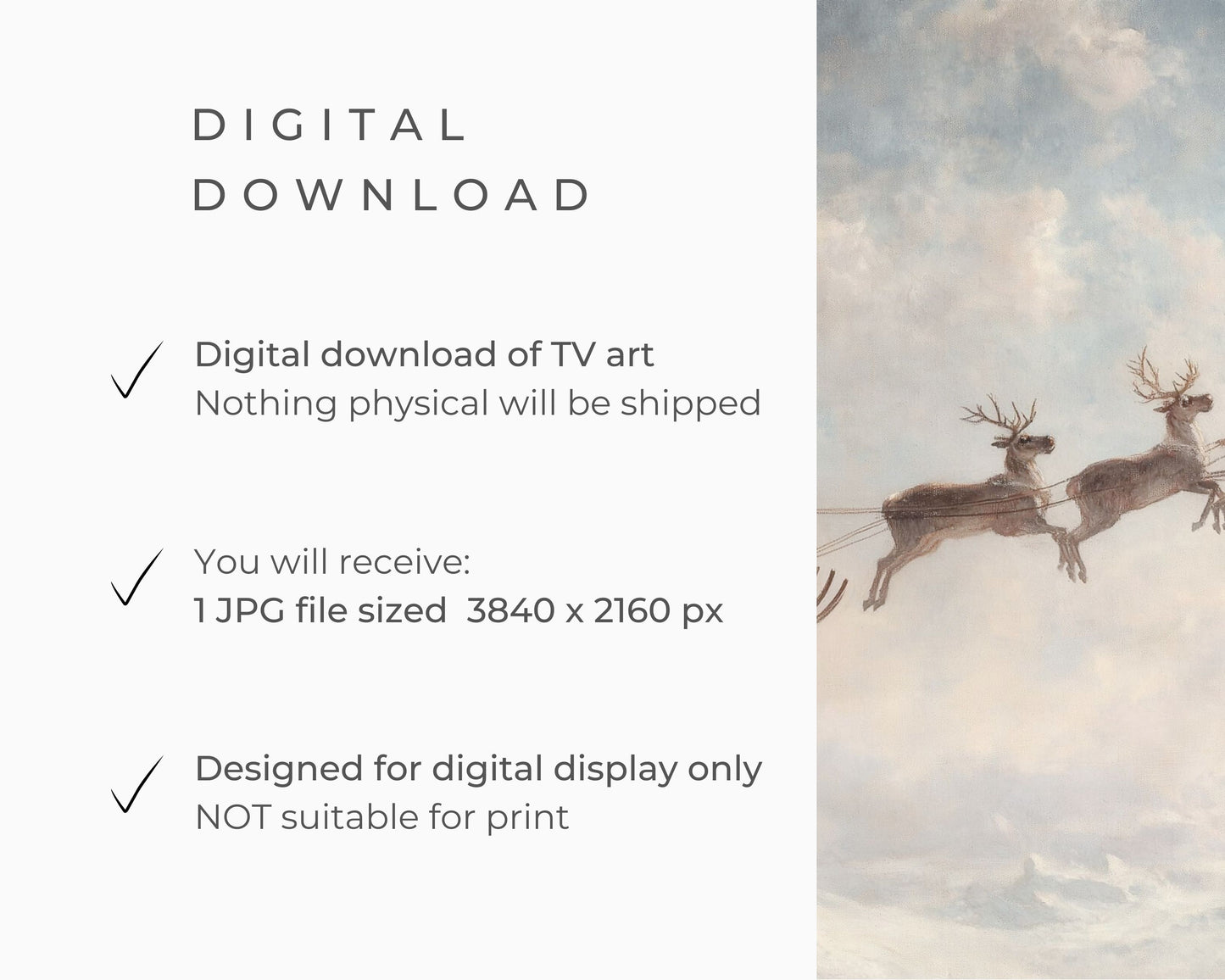 Santa and Reindeer Flying Christmas Frame TV Art