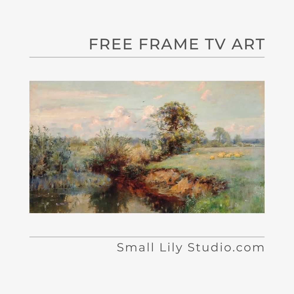 Grazing Sheep, Summer by Sir Alfred East - Free Frame TV art