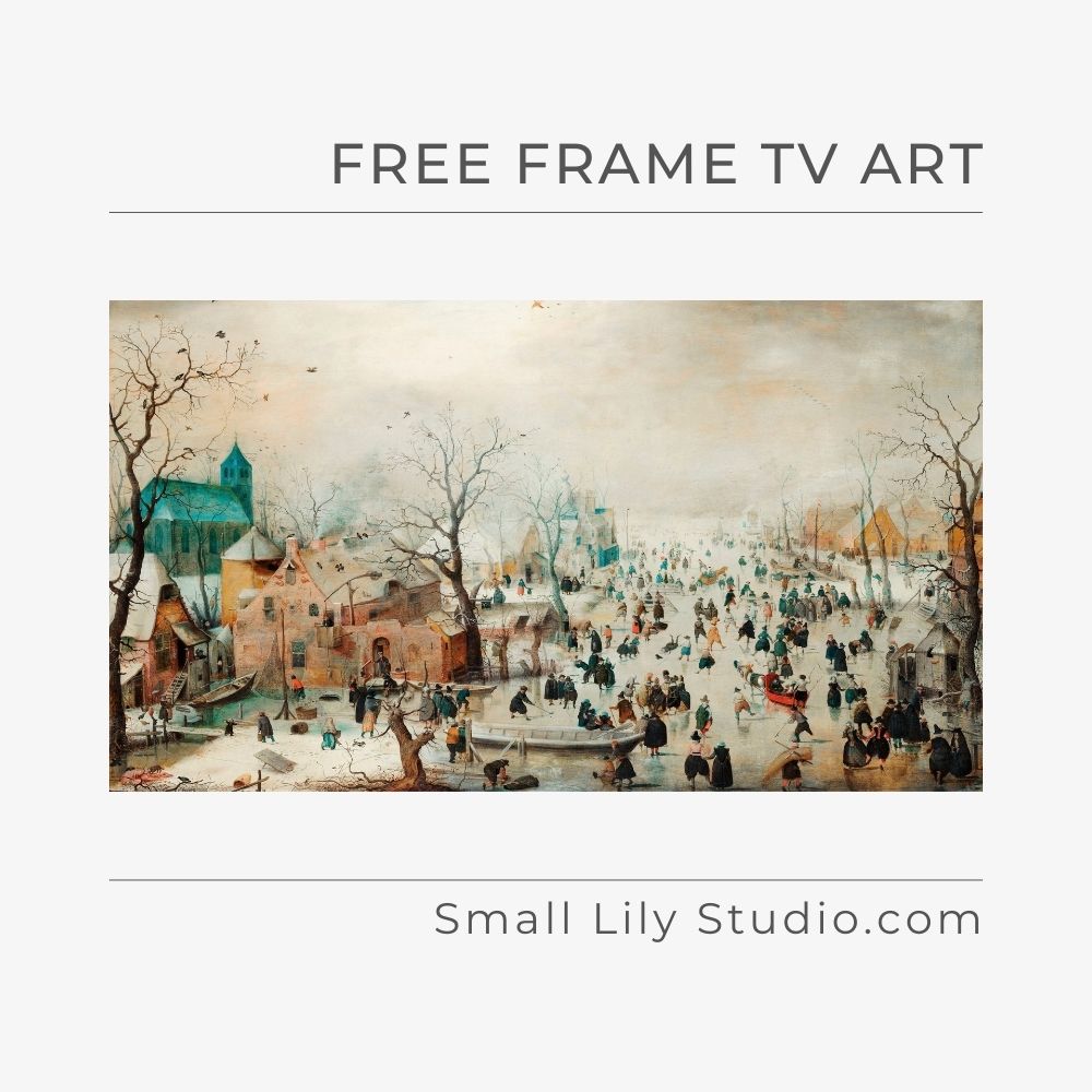 Winter Landscape with Ice Skaters by Hendrick Avercamp - Free Frame TV art