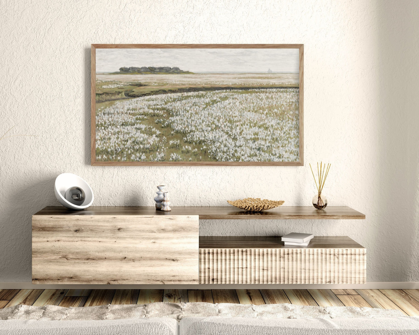 Spring Wildflower Field White Flowers Frame TV Art