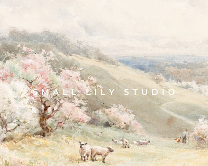 Spring Lambs in Countryside Frame TV Art