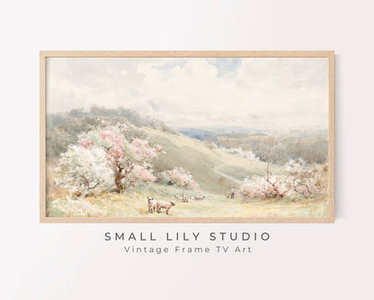 Spring Lambs in Countryside Frame TV Art