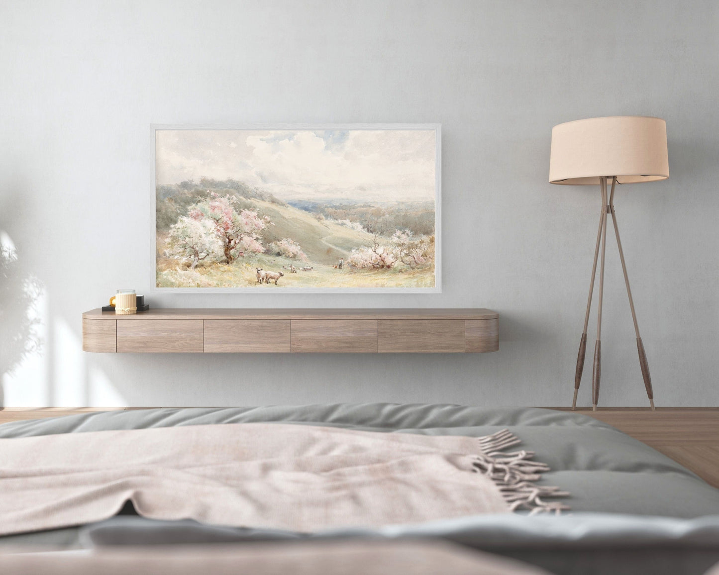 Spring Lambs in Countryside Frame TV Art