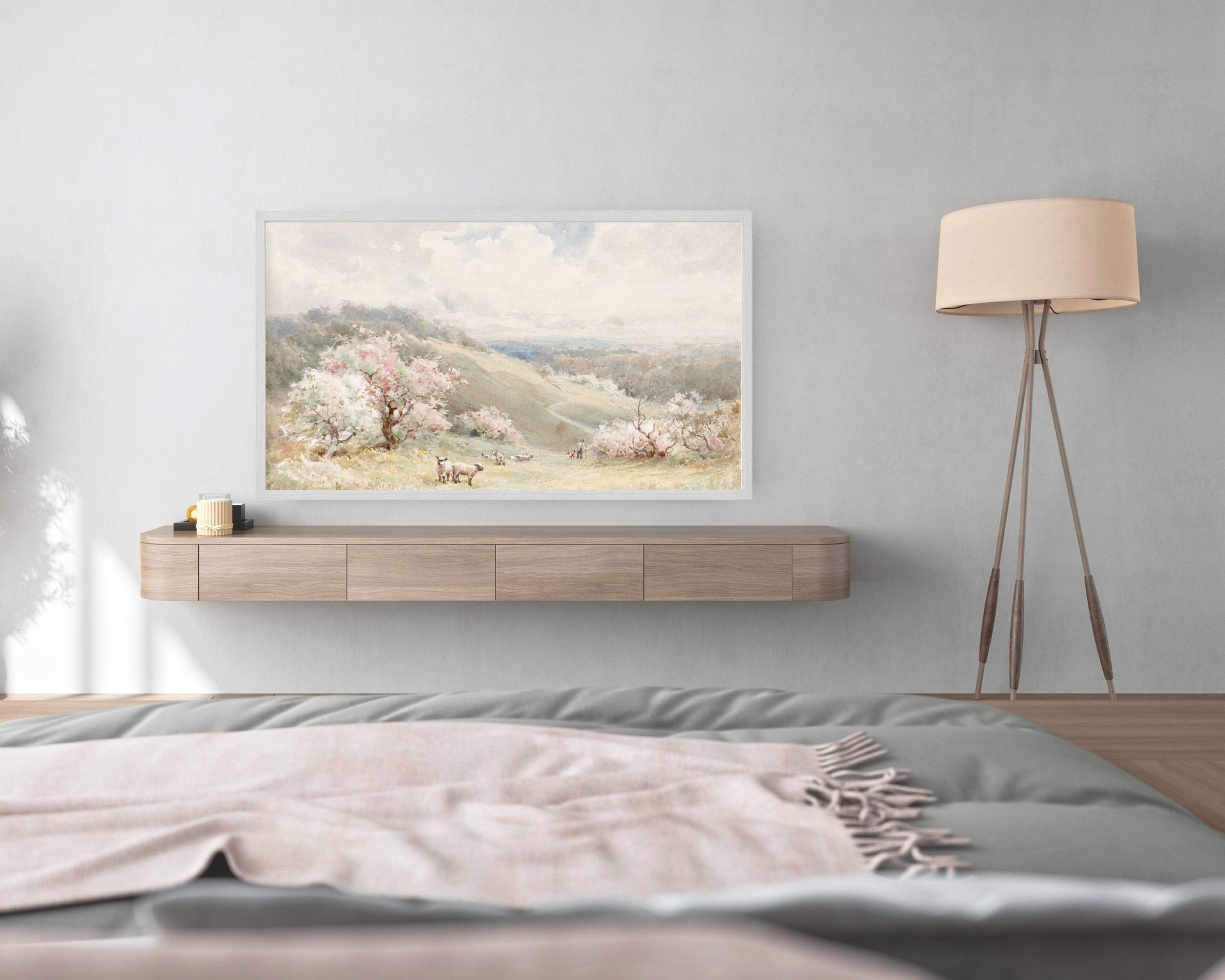 Spring Lambs in Countryside Frame TV Art