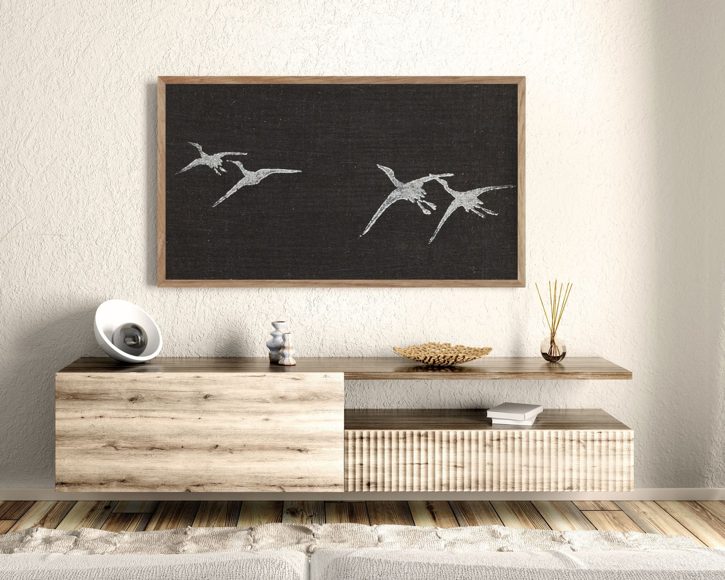 Japanese Cranes Vintage Frame TV Art