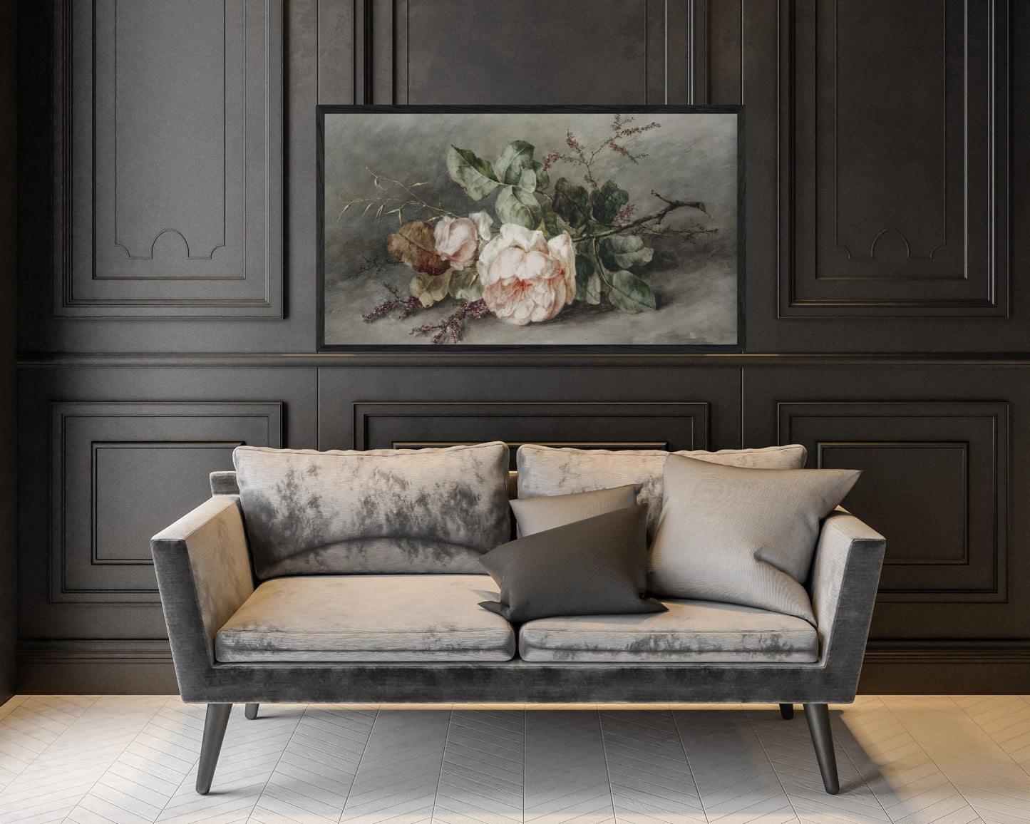 Vintage Moody Pink Flowers Frame TV Art