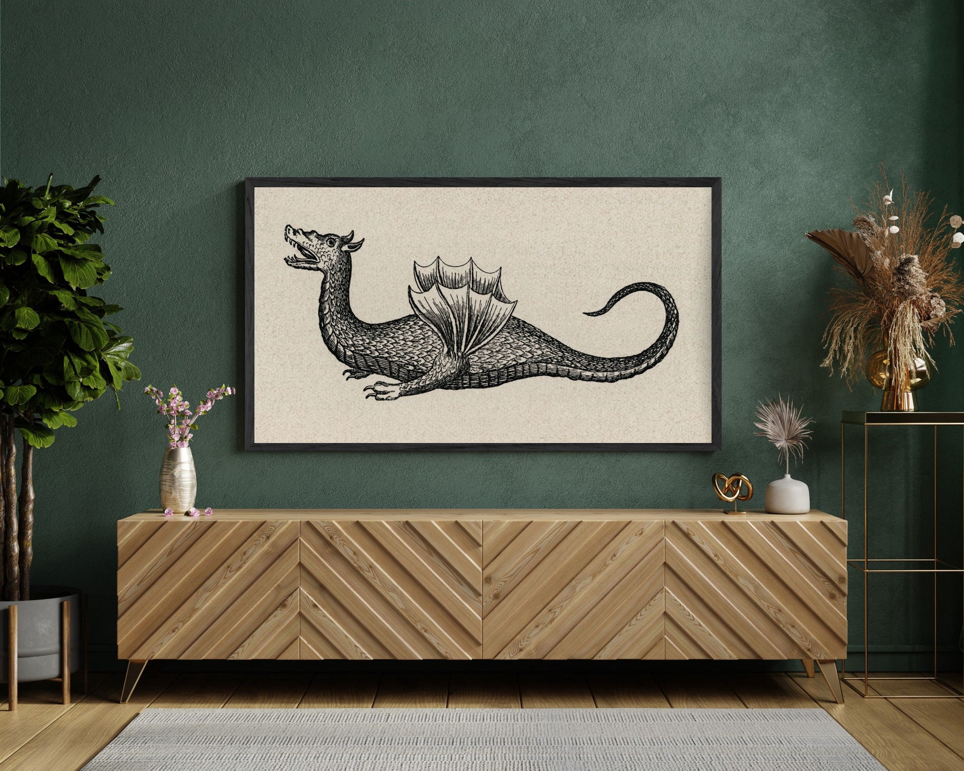 Dragon Sketch Halloween Frame TV Art