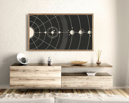 Solar System Black & White Frame TV Art