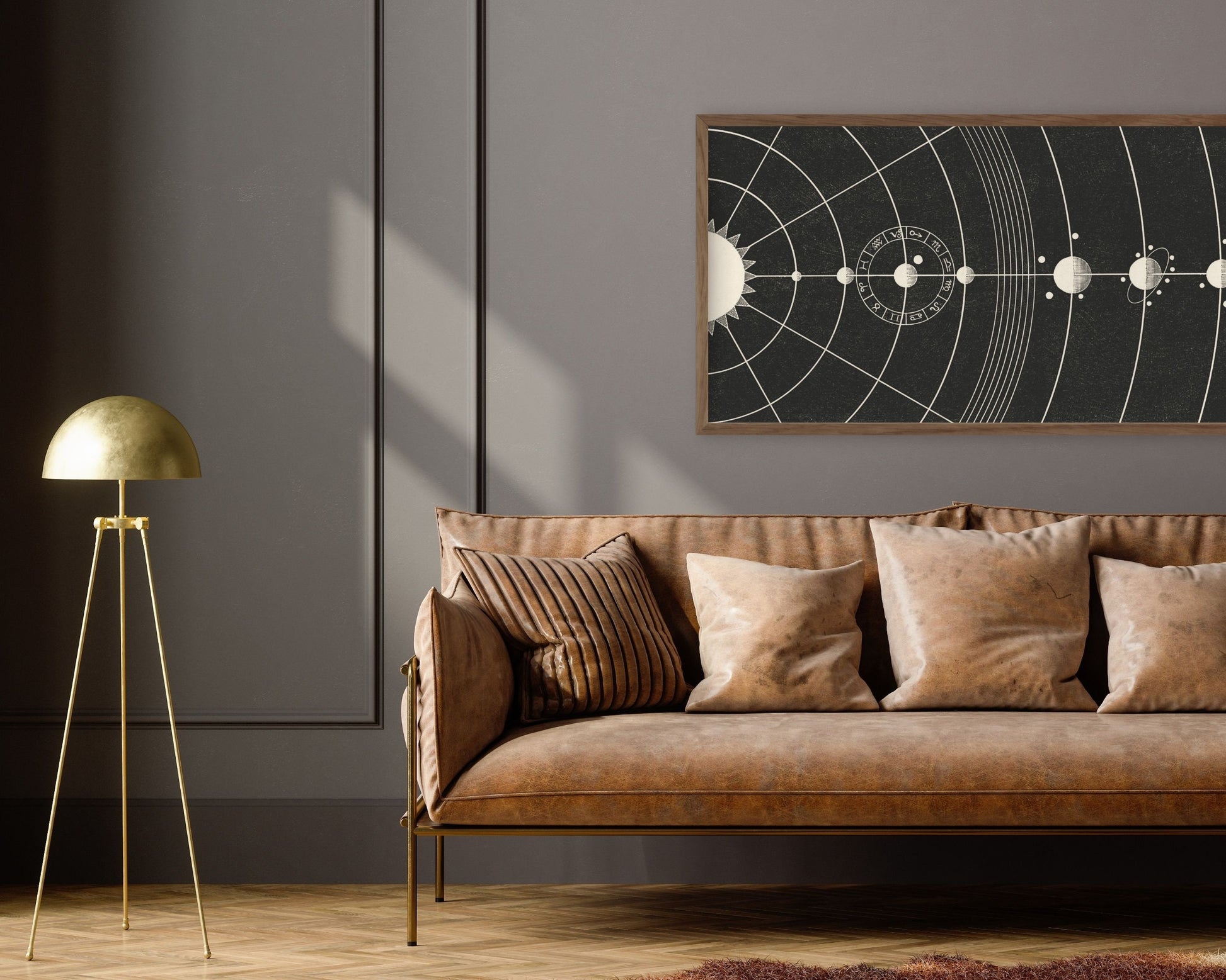 Solar System Black & White Frame TV Art