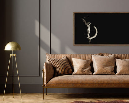 Monochromatic Crescent Moon Frame TV Art