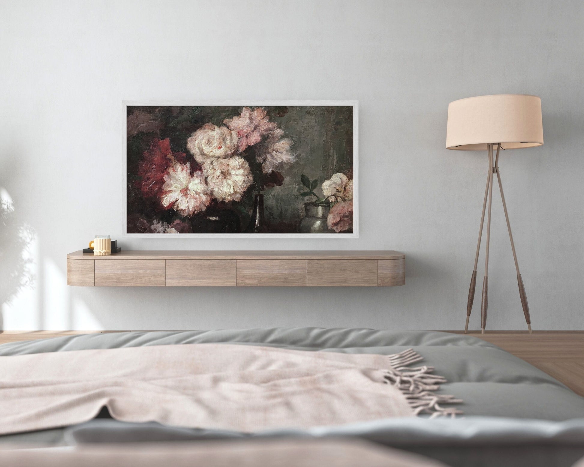 Vintage Pink and White Flowers Frame TV Art