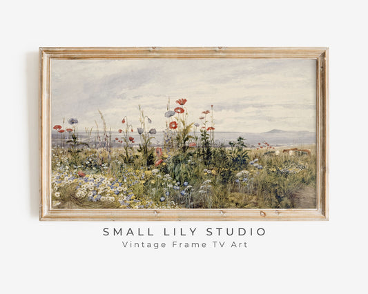 Summer Wildflower Field By Sea Frame TV Art