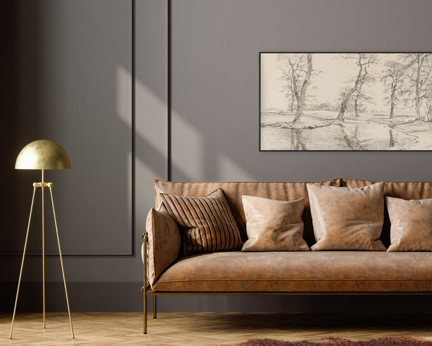 Winter Vintage Landscape Sketch Frame TV Art