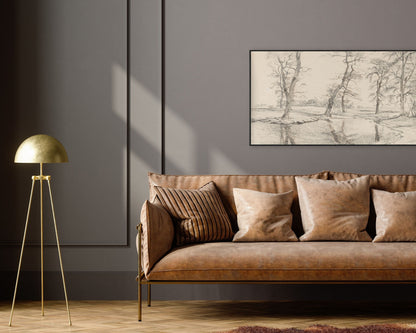 Winter Vintage Landscape Sketch Frame TV Art