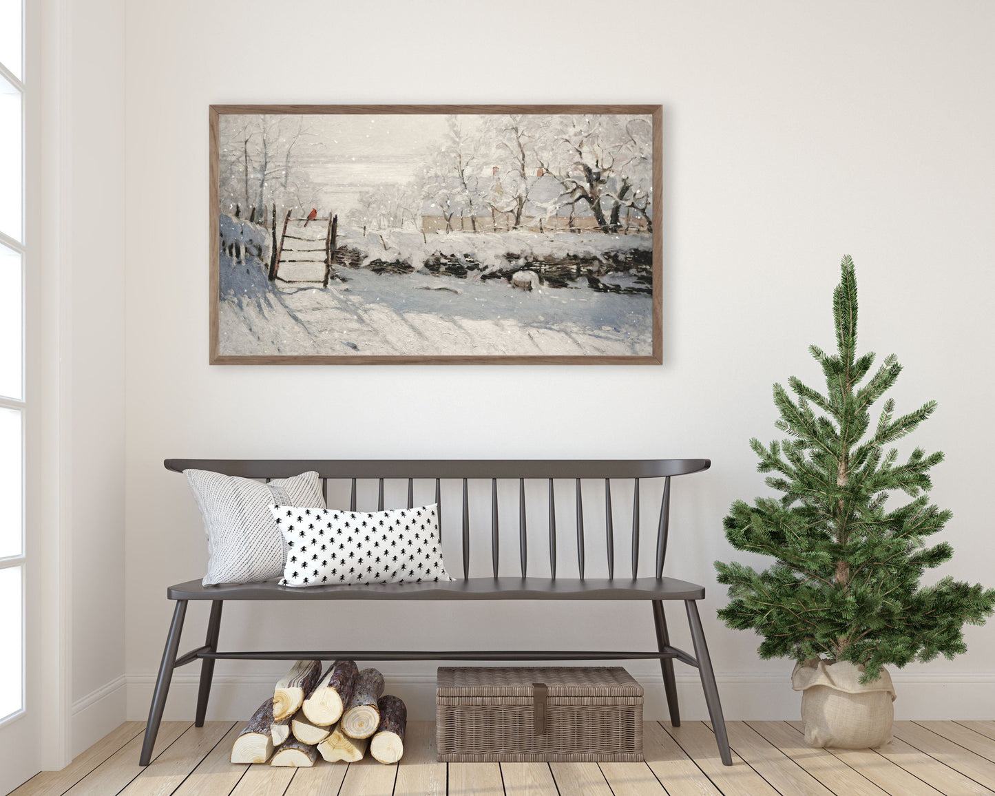 Bird in Winter Landscape Frame TV Art