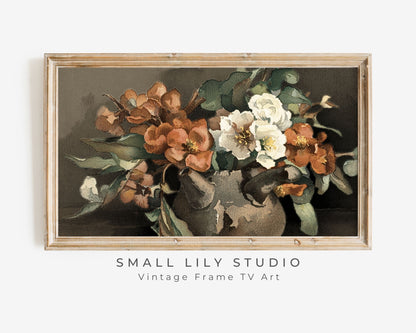 Rustic Moody Flowers Still Life Frame TV Art