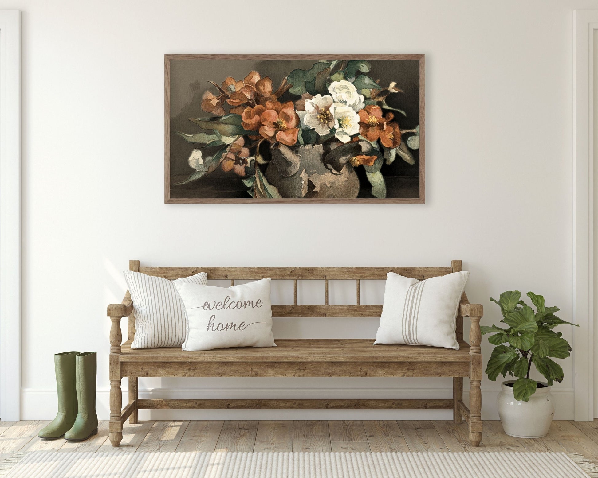 Rustic Moody Flowers Still Life Frame TV Art