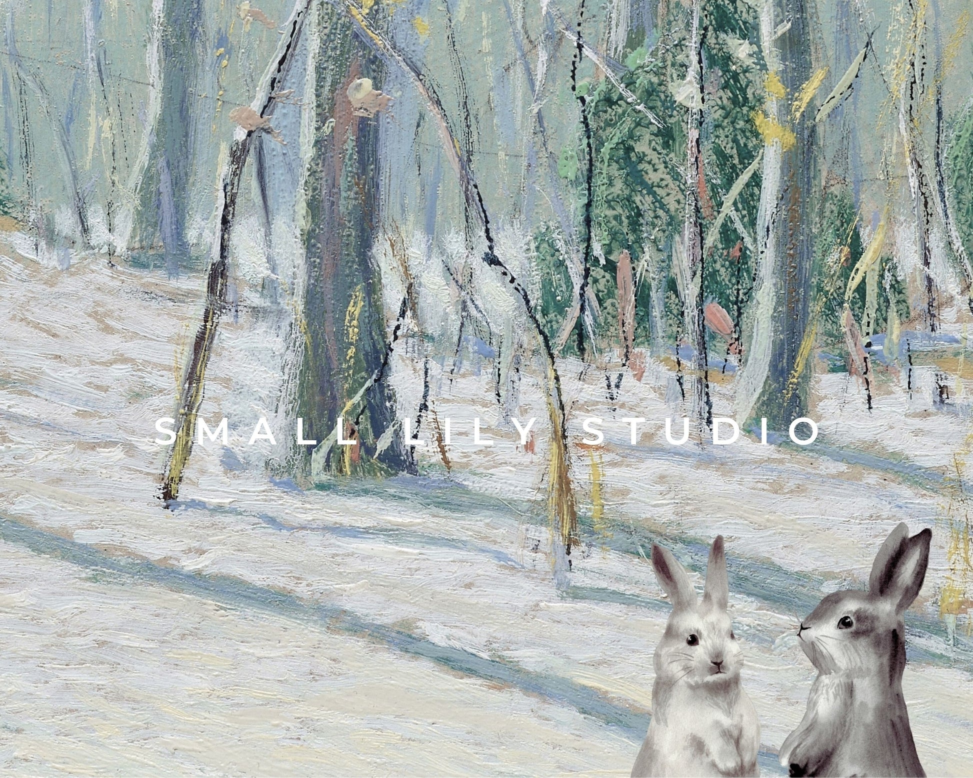 Winter Bunnies in Snow Frame TV Art