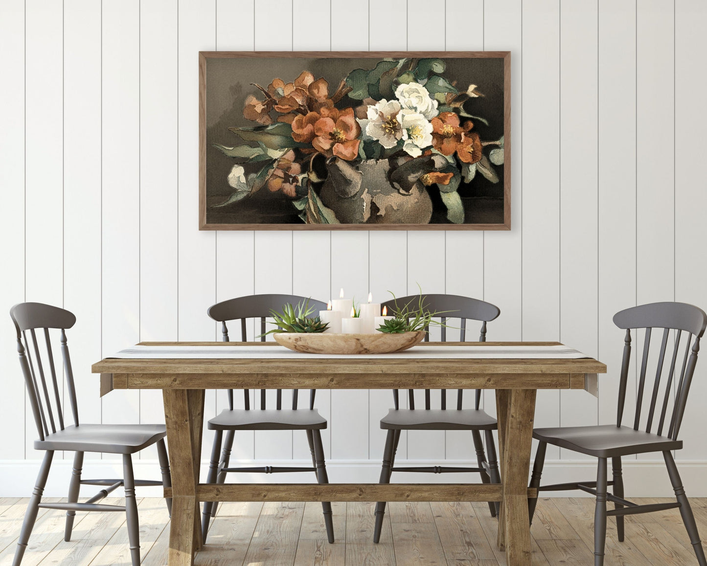 Rustic Moody Flowers Still Life Frame TV Art