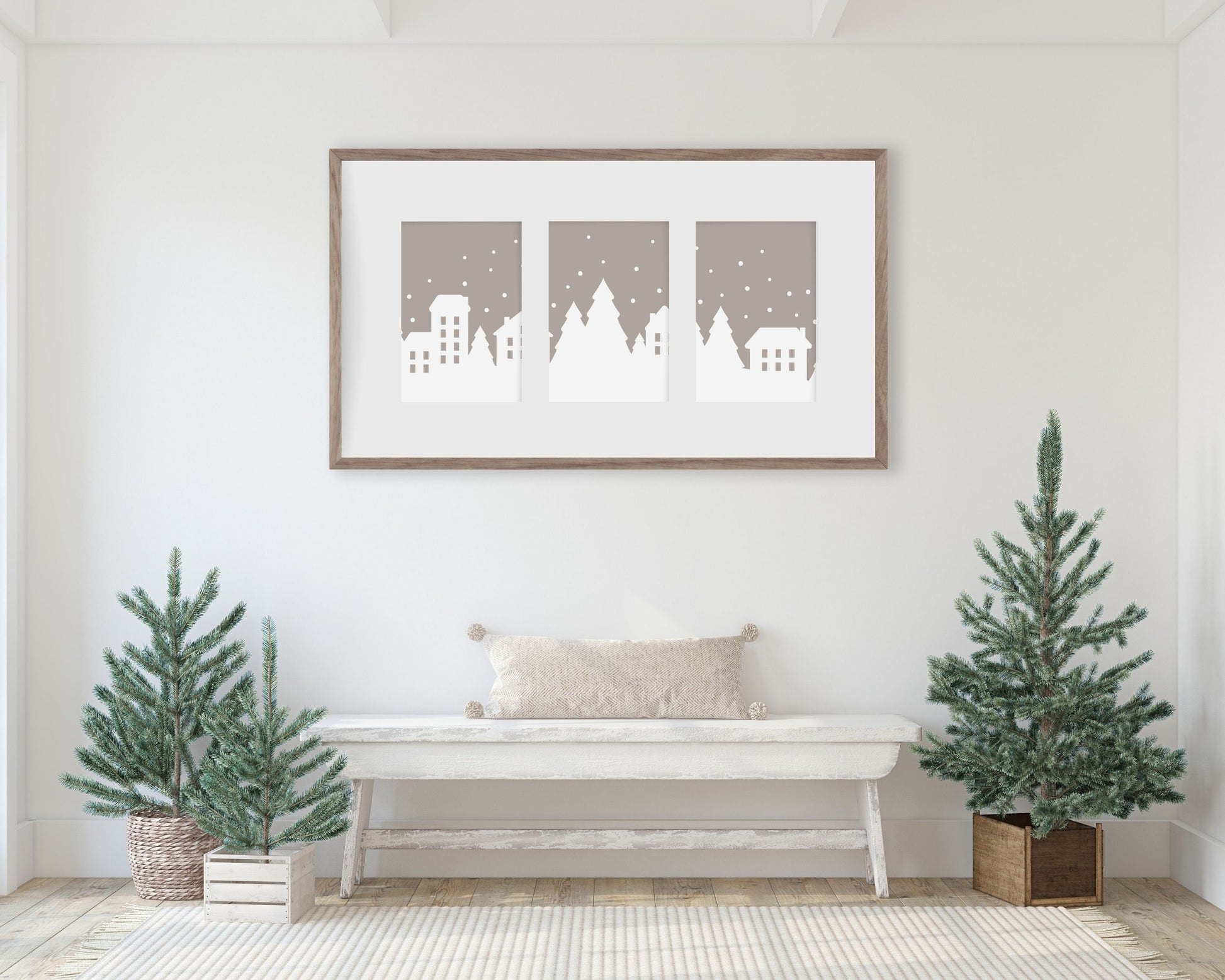 Scandi Christmas Winter Village Frame TV Art