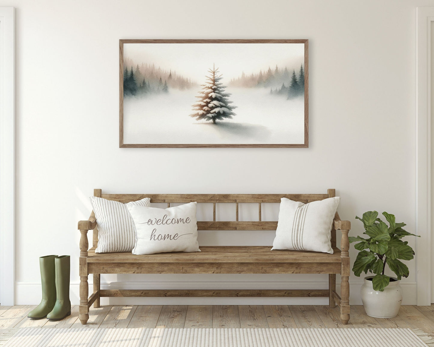 Minimalist Winter Pine Tree Frame TV Art