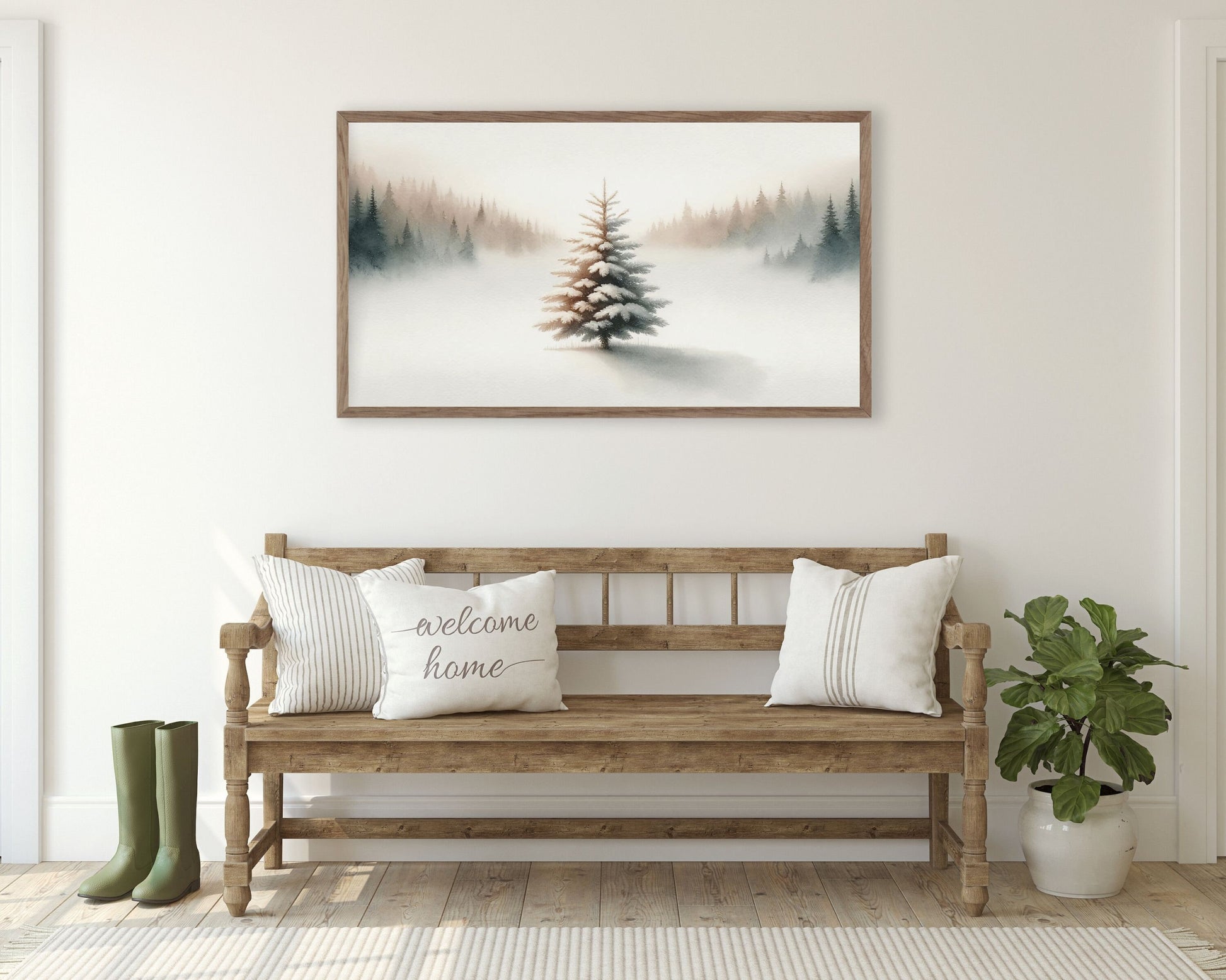 Minimalist Winter Pine Tree Frame TV Art