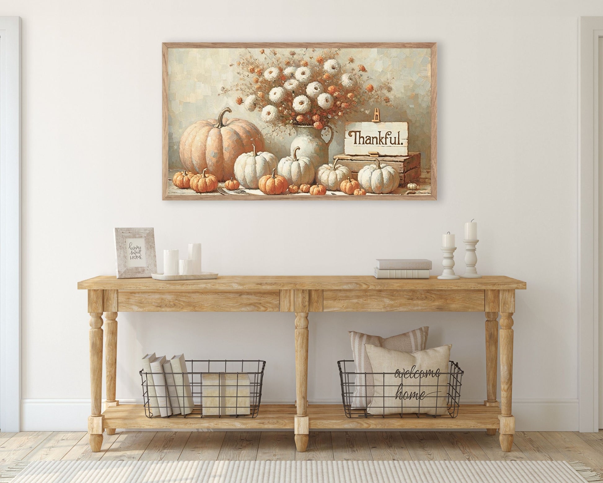 Thanksgiving Pumpkins and Flowers Frame TV Art