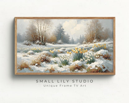 Winter Daffodils in Snow Frame TV Art